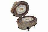 Colorful, Cut Brazilian Agate On Metal Stand #206977-1